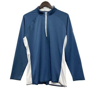 Iliac Golf Men's 1/4 Zip Pullover Shirt Blue & White Long Sleeve‎ USA Size Large